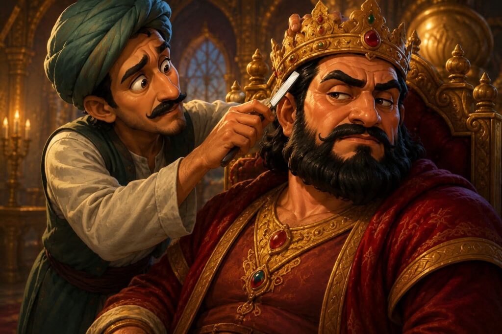 بادشاہ، سفید بال اور ذہین حجام